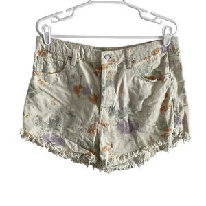 Wild Fable Wmn 14 Off White Tie Dye Button Fly Highest Rise Raw Hem Denim Shorts
